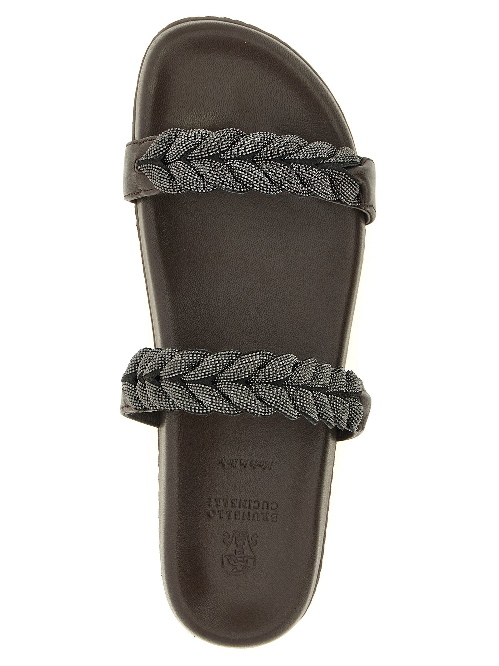 Brunello Cucinelli Brown Leather Slides