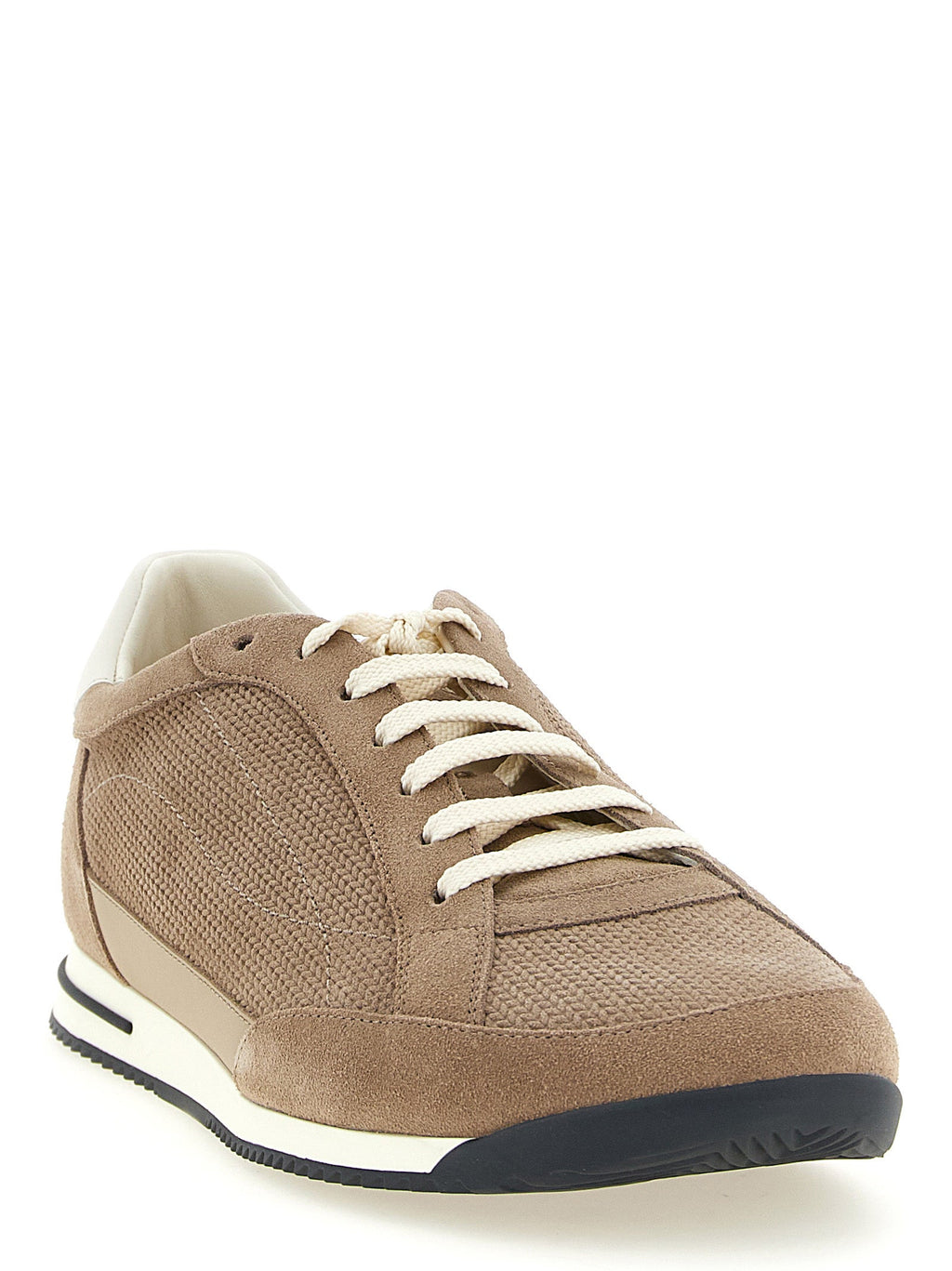 Brunello Cucinelli Beige Calfskin Low Top Sneakers
