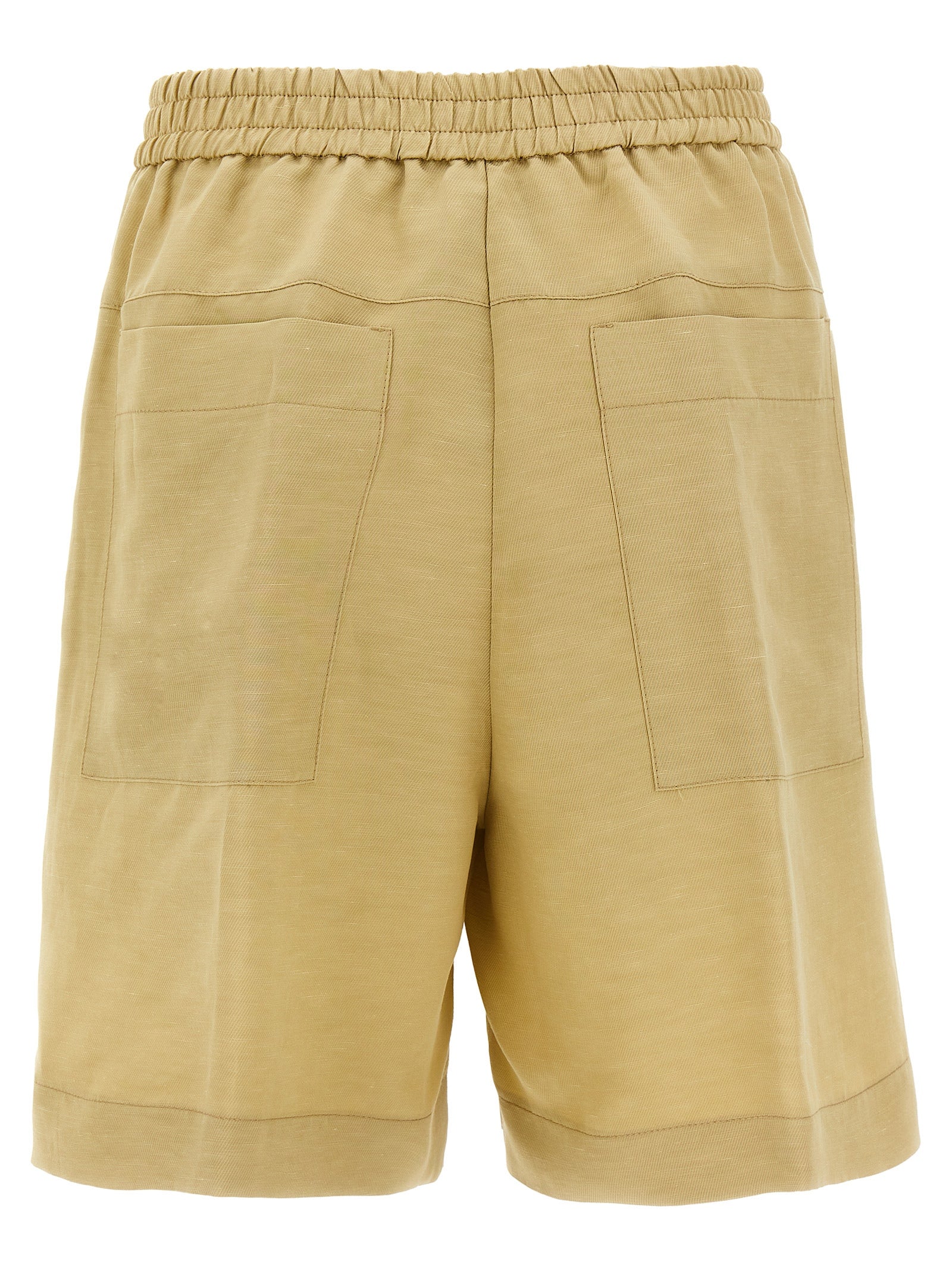 NUDE Beige Viscose Bermuda Shorts