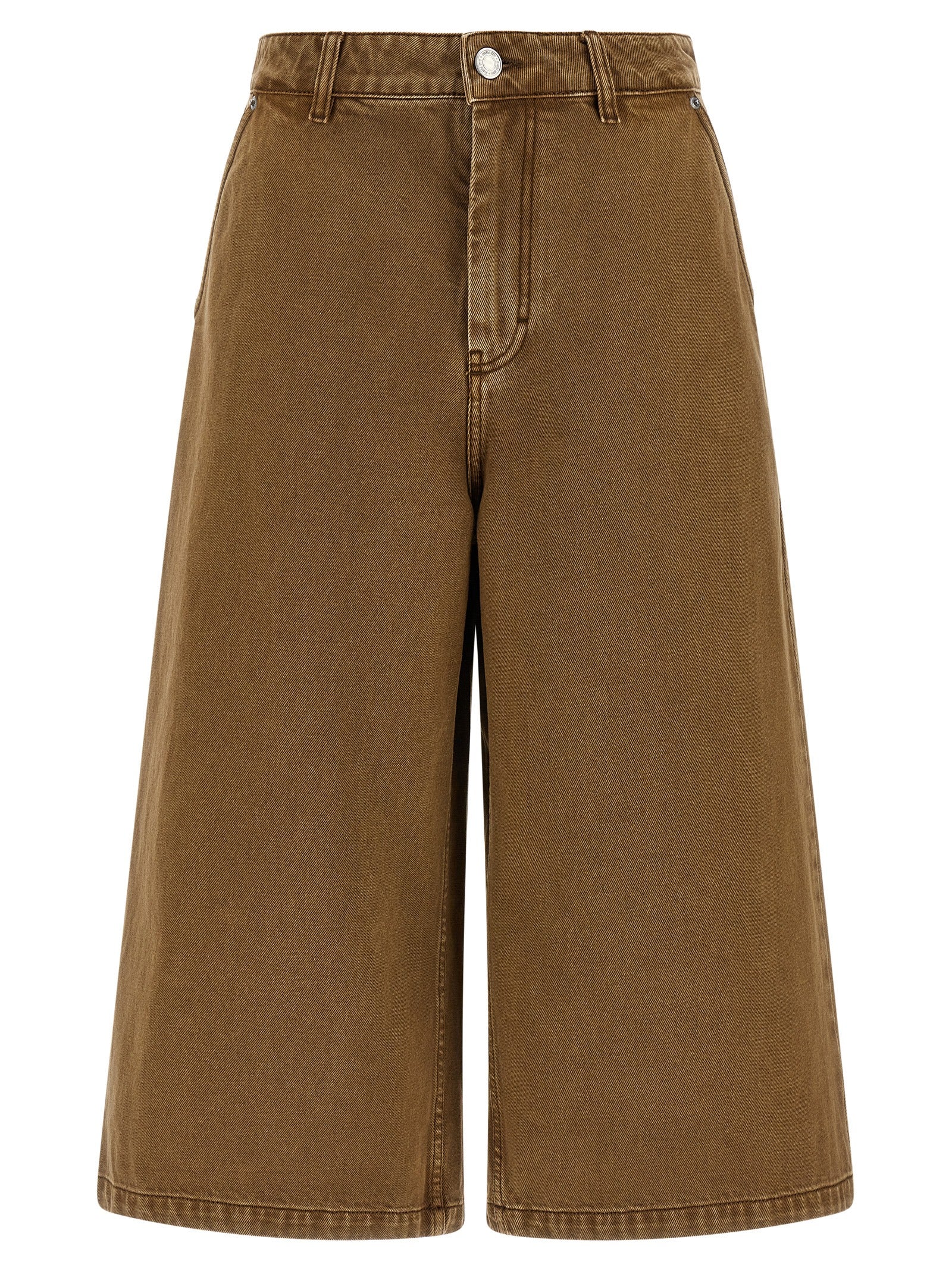 Ami Paris Brown Cotton Bermuda Shorts