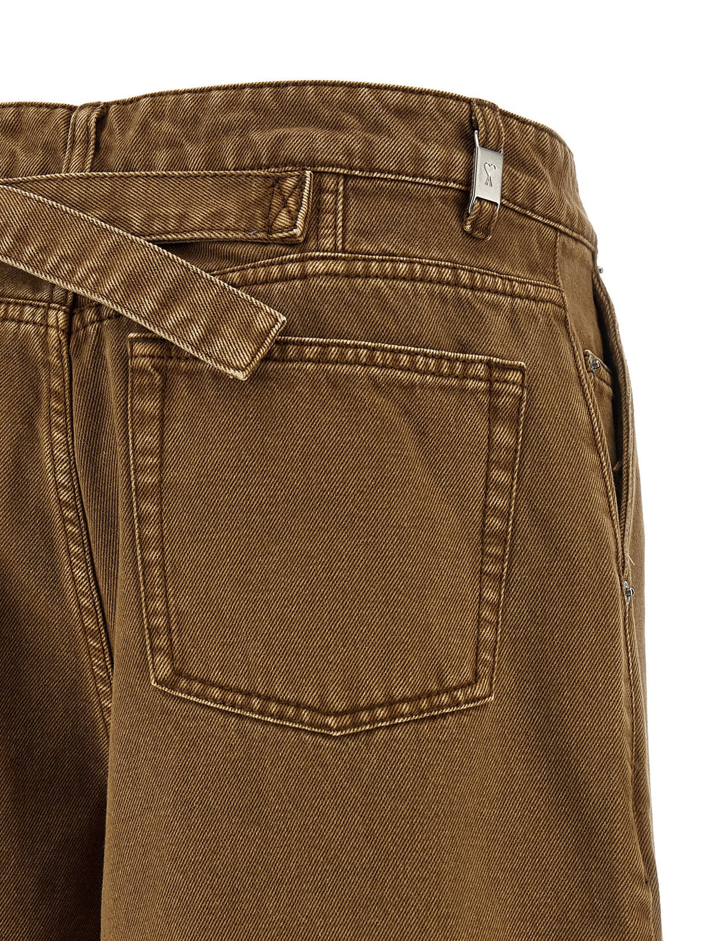Ami Paris Brown Cotton Bermuda Shorts