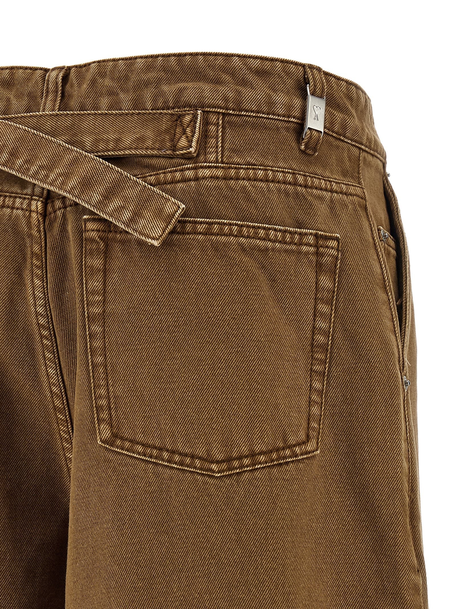 Ami Paris Brown Cotton Bermuda Shorts