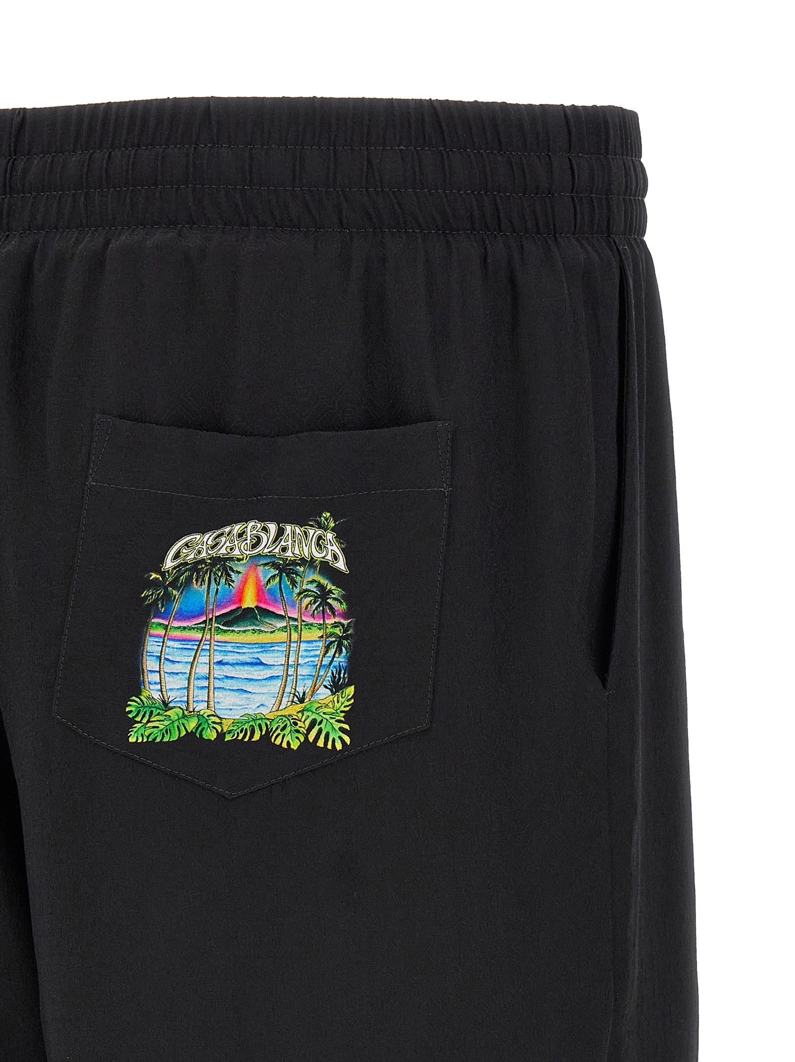 Casablanca Black Silk Bermuda Shorts