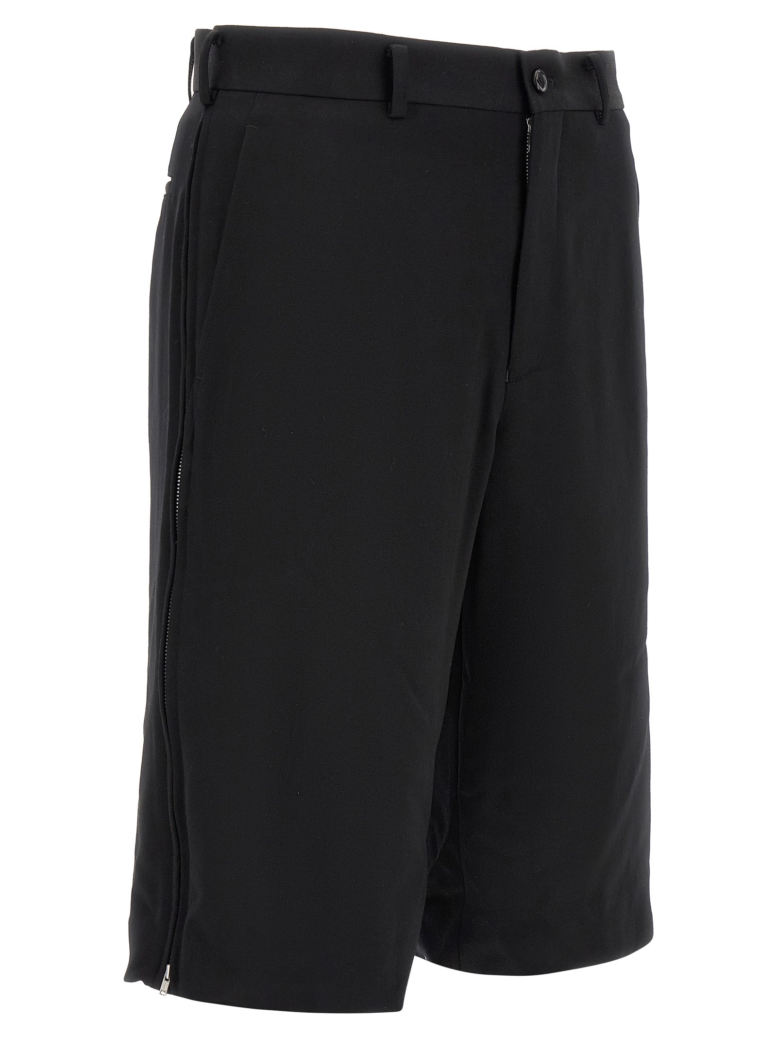Comme Des Garçons Black Wool Bermuda Shorts