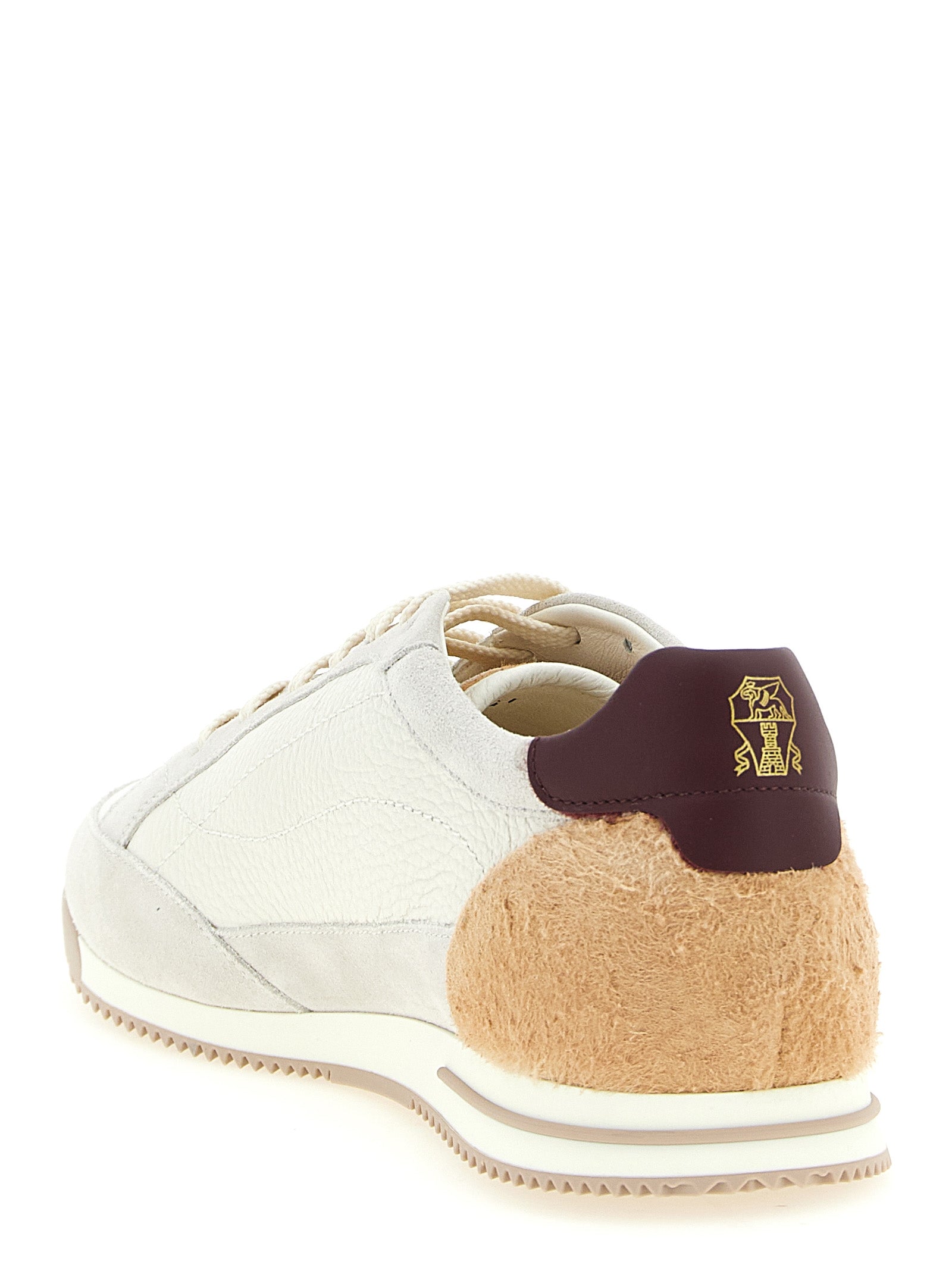 Brunello Cucinelli Beige Nubuc Leather Low Top Sneakers