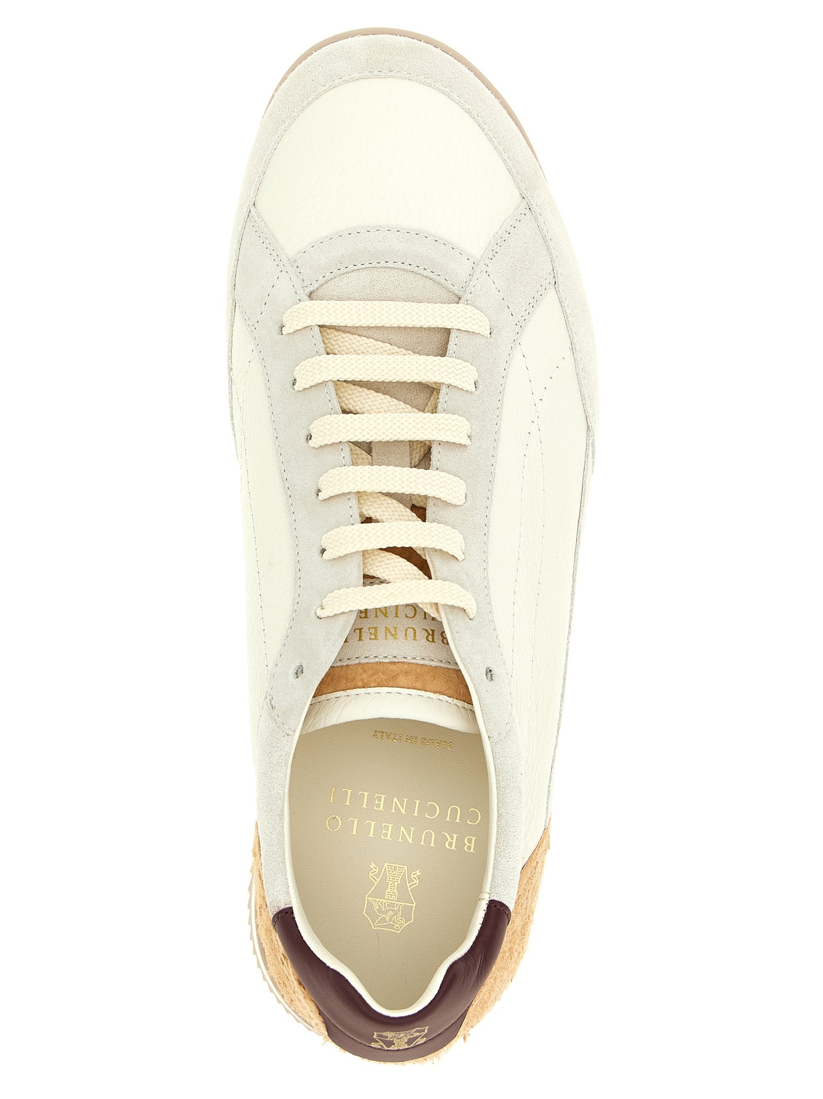 Brunello Cucinelli Beige Nubuc Leather Low Top Sneakers