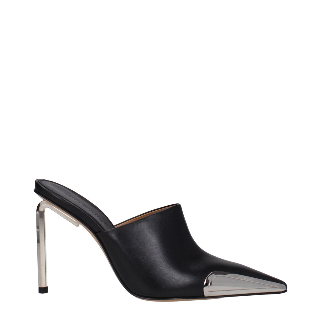 Off-White Black Leather High Heel Pumps
