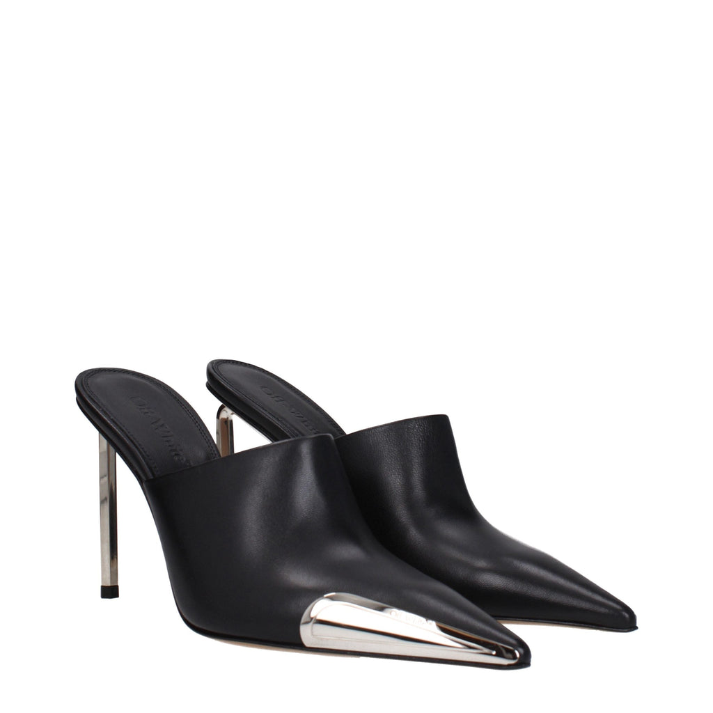 Off-White Black Leather High Heel Pumps