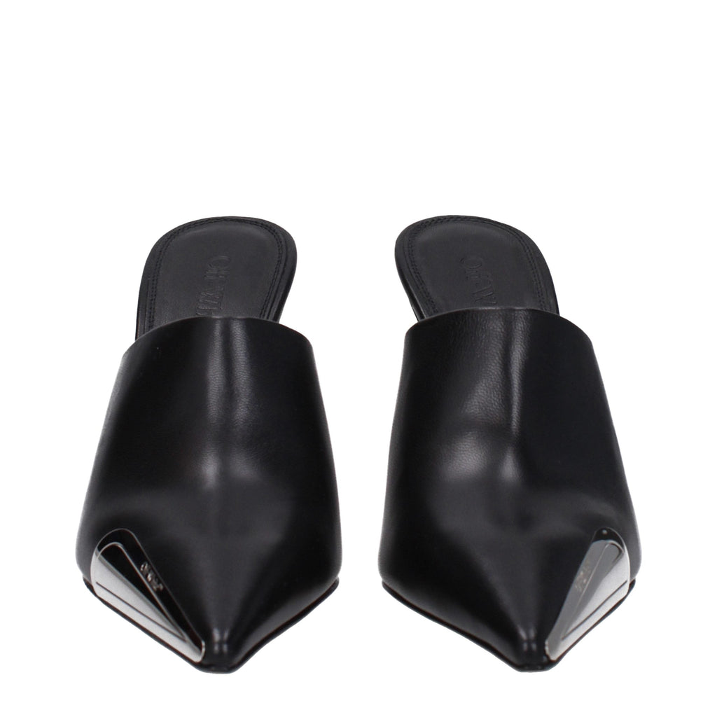 Off-White Black Leather High Heel Pumps