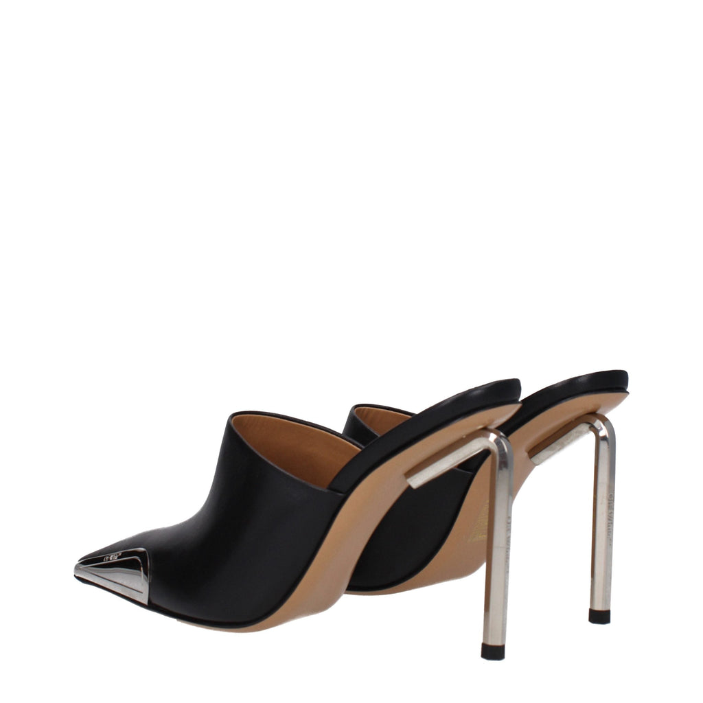 Off-White Black Leather High Heel Pumps