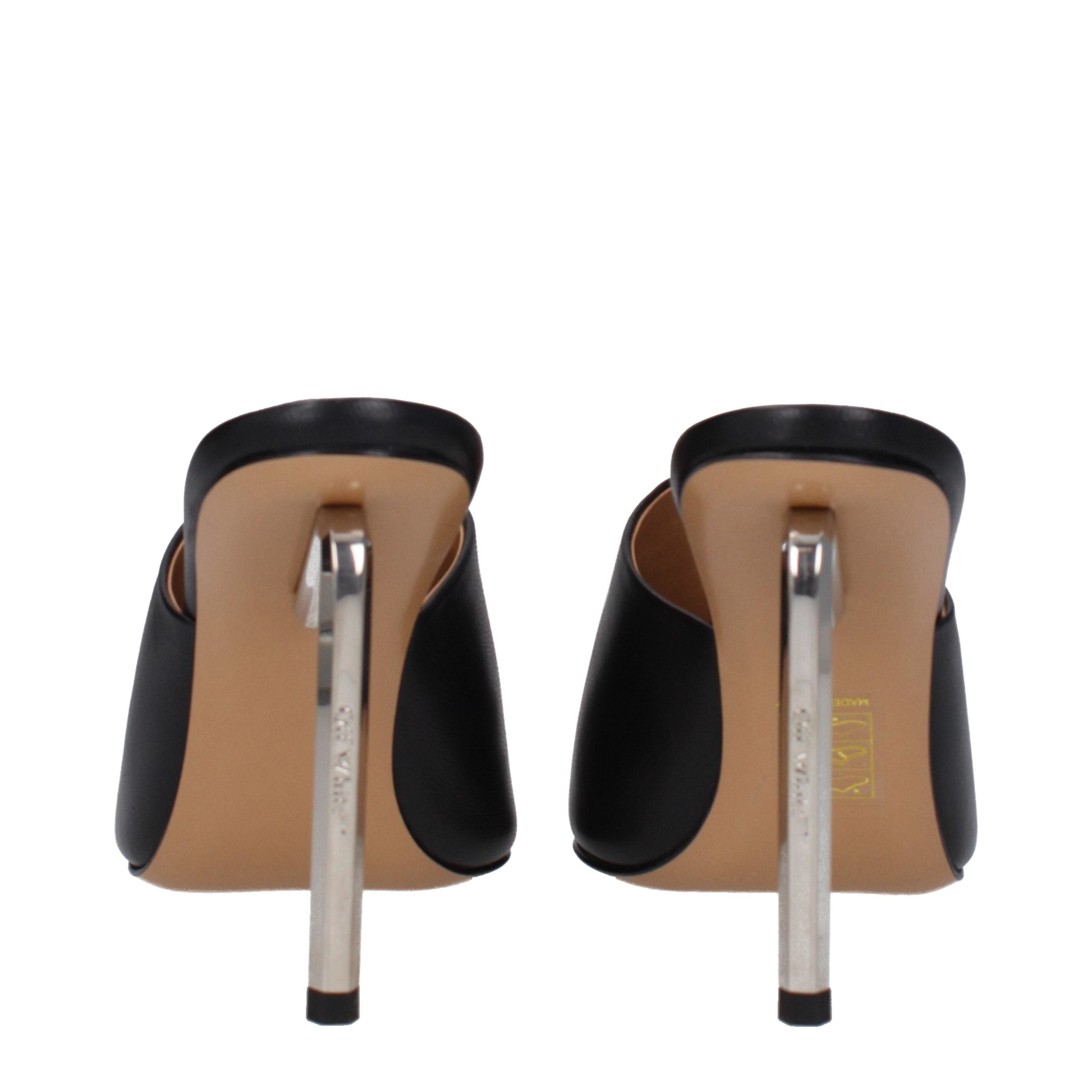 Off-White Black Leather High Heel Pumps