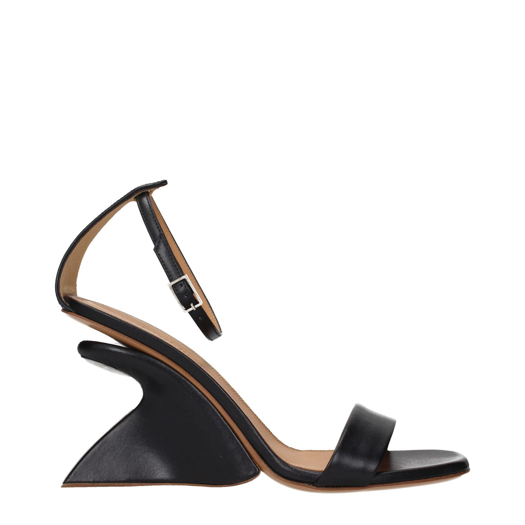 Off-White Black Leather Stiletto Heel Sandals