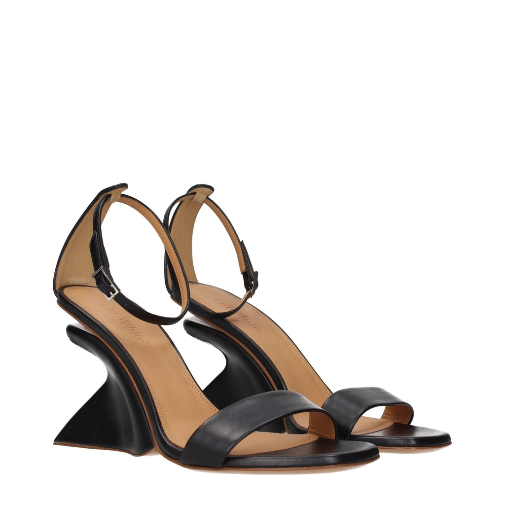 Off-White Black Leather Stiletto Heel Sandals