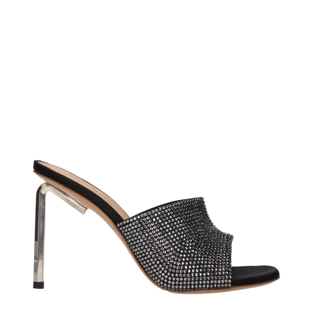 Off-White Black Satin Stiletto Heel Sandals