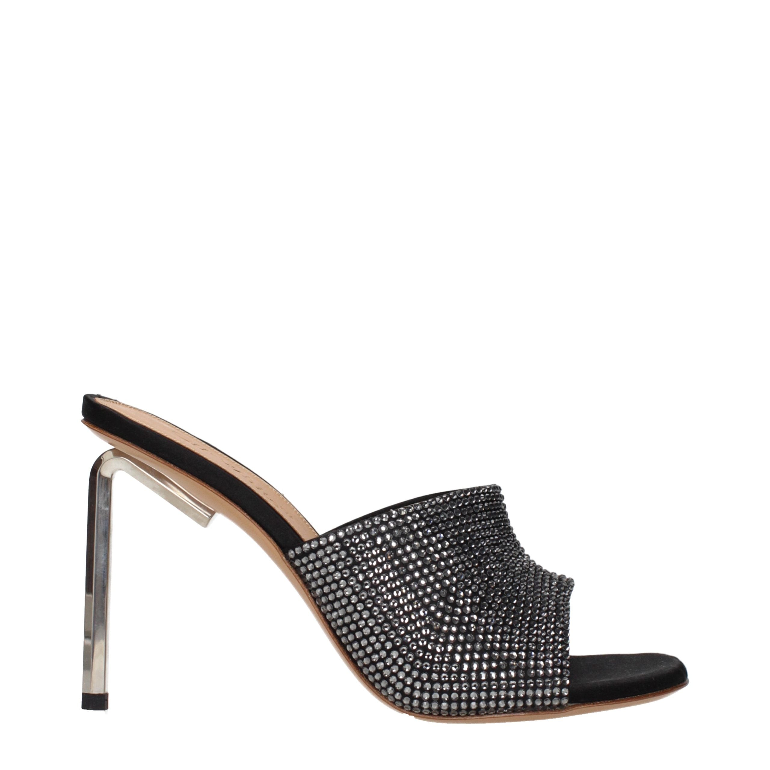 Off-White Black Satin Stiletto Heel Sandals