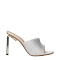 Off-White Gray Satin Stiletto Heel Sandals