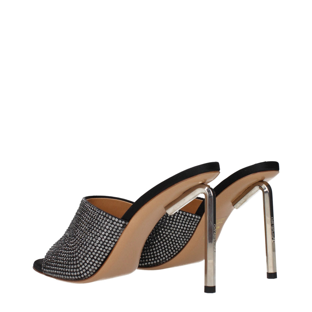 Off-White Black Satin Stiletto Heel Sandals