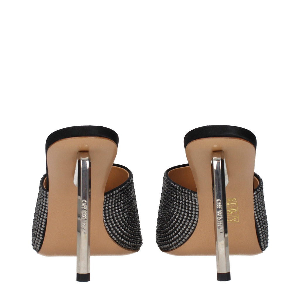 Off-White Black Satin Stiletto Heel Sandals