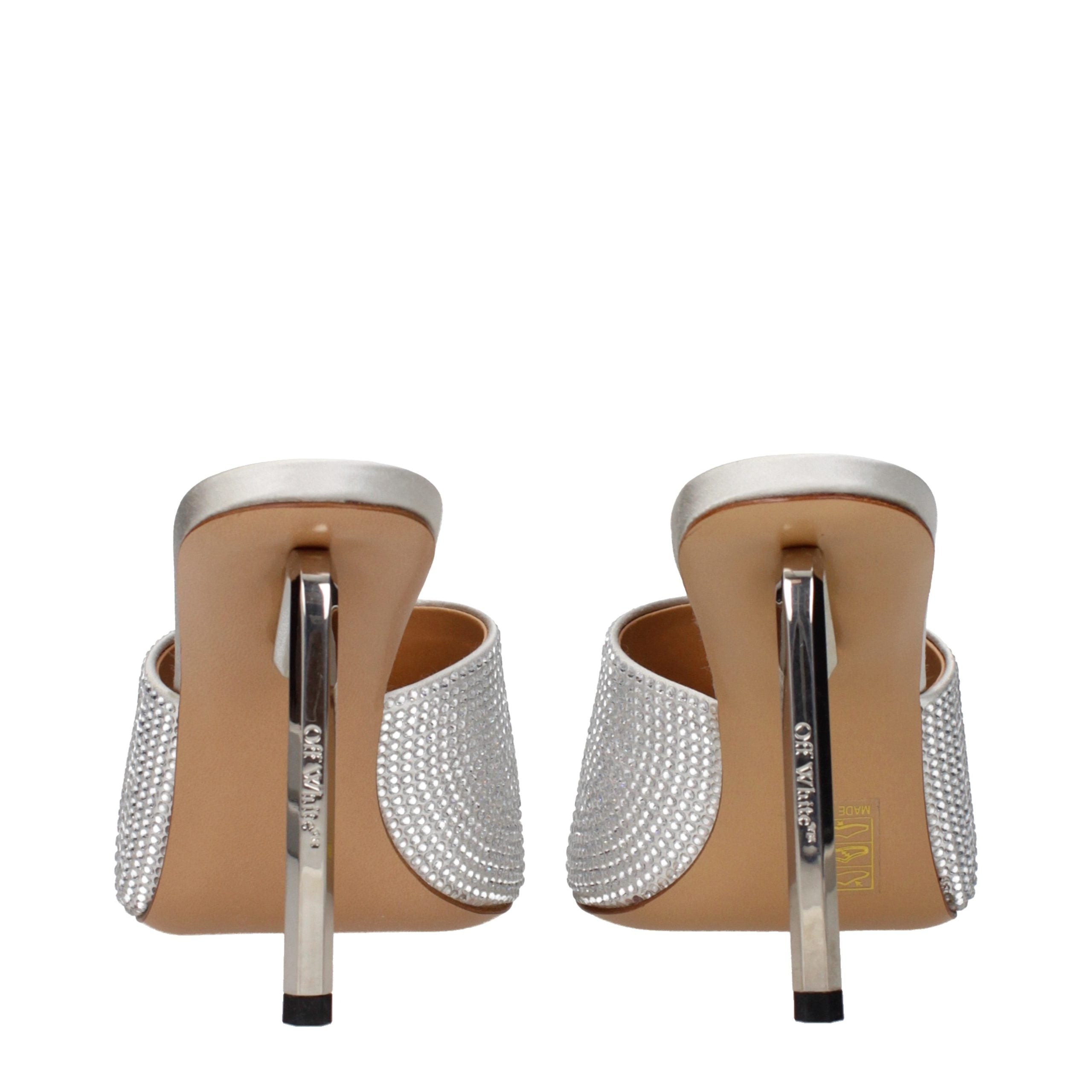 Off-White Gray Satin Stiletto Heel Sandals