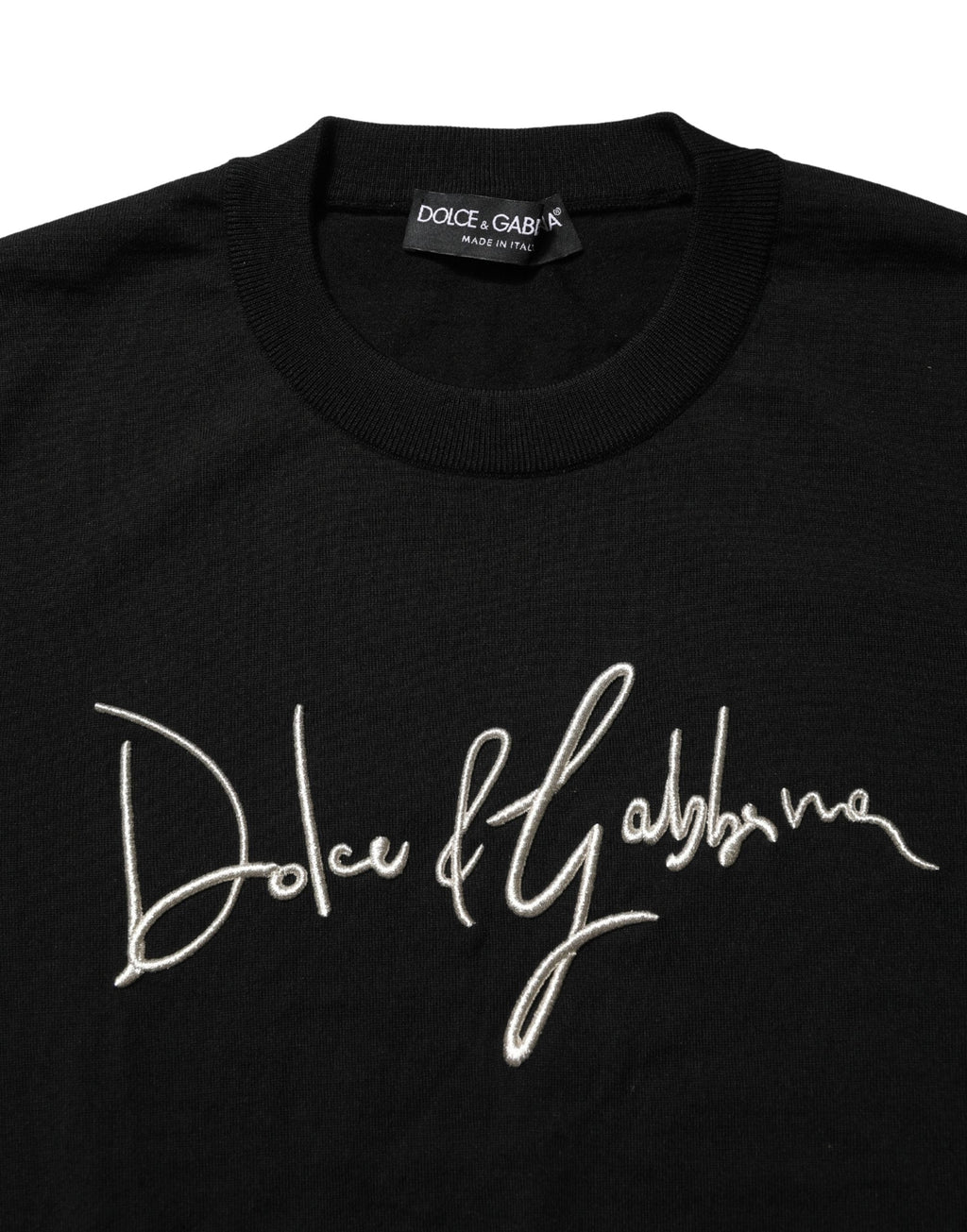 Dolce & Gabbana Black embroidered Logo Crew Neck Pullover Sweater