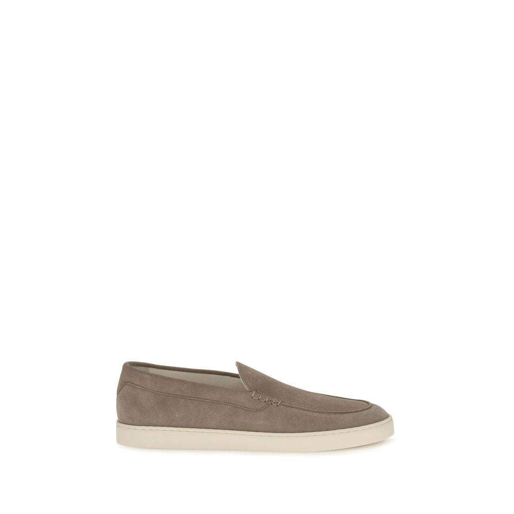 Brunello Cucinelli Gray Calf Leather Bos Taurus Slip-On Loafers