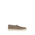 Brunello Cucinelli Gray Calf Leather Bos Taurus Slip-On Loafers