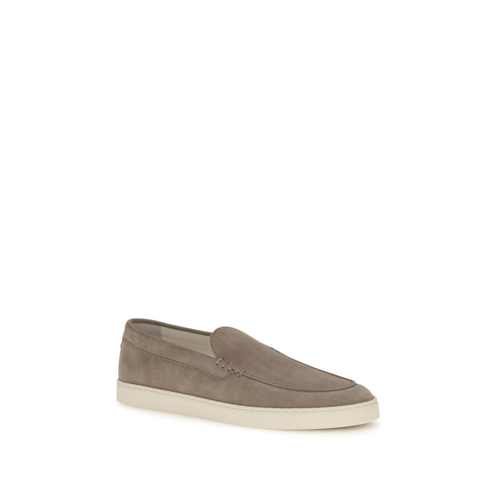 Brunello Cucinelli Gray Calf Leather Bos Taurus Slip-On Loafers