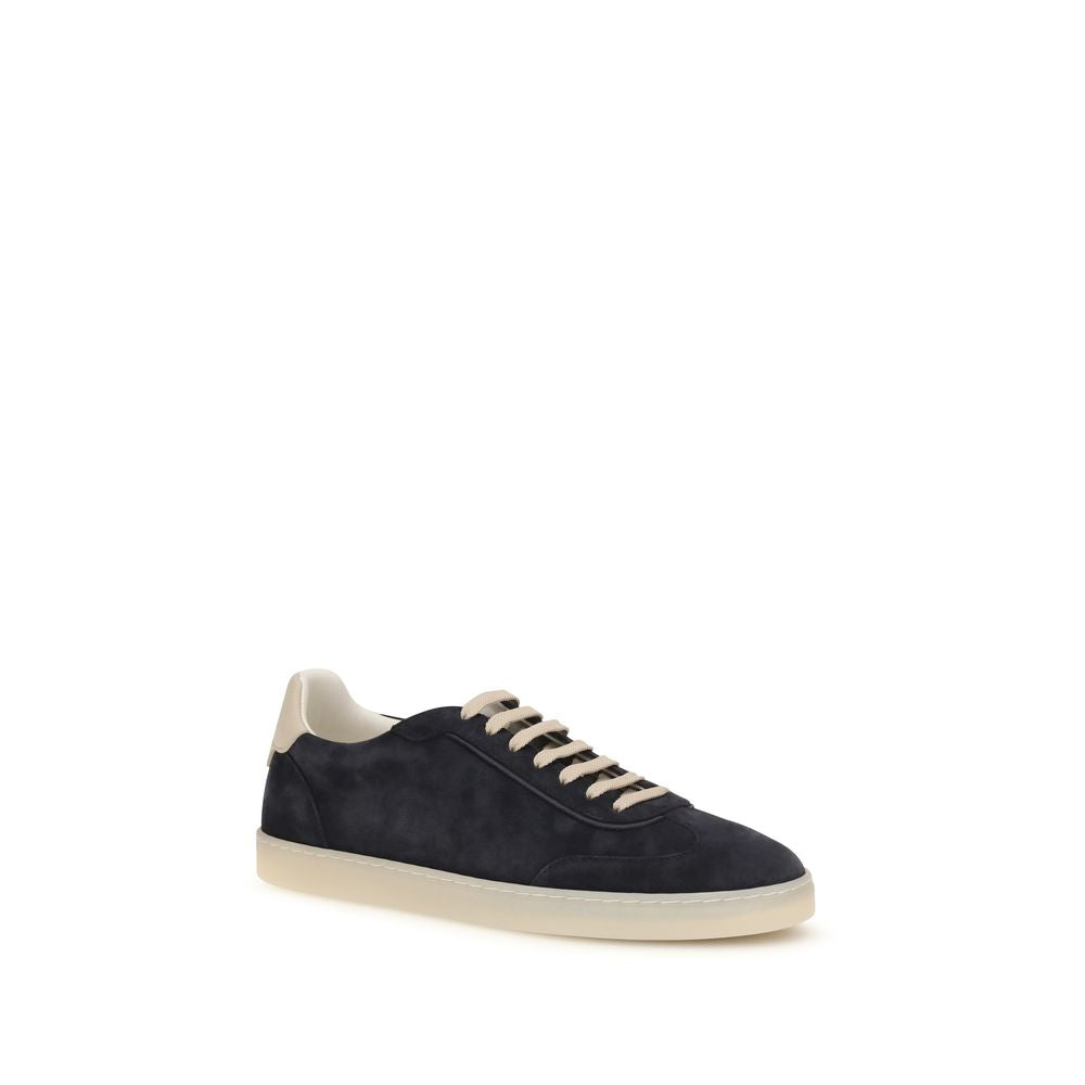 Brunello Cucinelli Brown Calf Leather Bos Taurus Low Top Sneakers