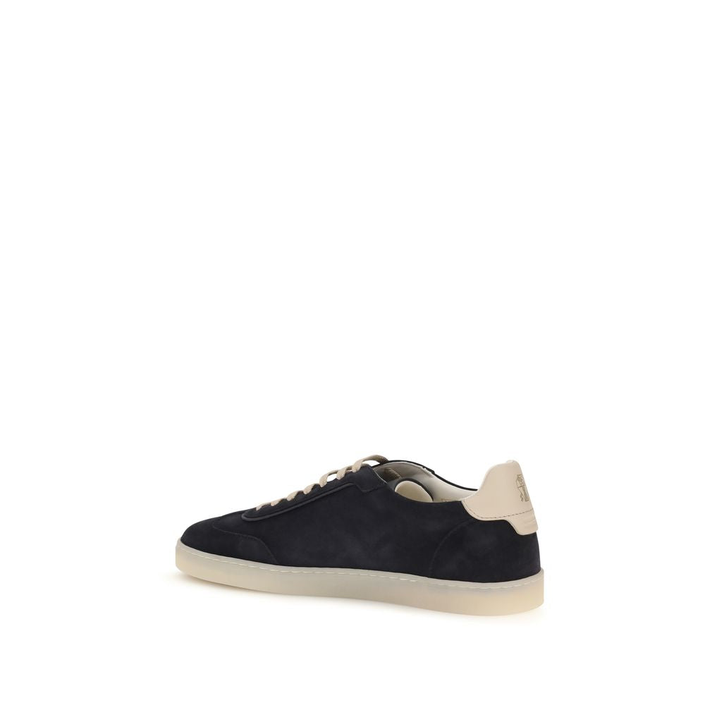 Brunello Cucinelli Brown Calf Leather Bos Taurus Low Top Sneakers