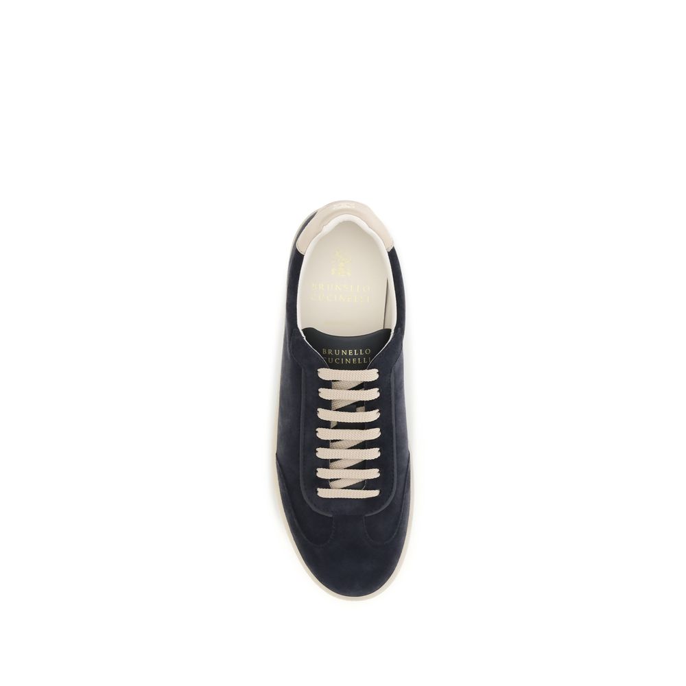 Brunello Cucinelli Brown Calf Leather Bos Taurus Low Top Sneakers