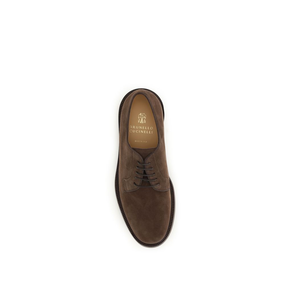 Brunello Cucinelli Brown Calf Leather Bos Taurus Oxfords And Derbies