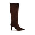 Santoni Brown Calf Leather Bos Taurus High Heel Boots