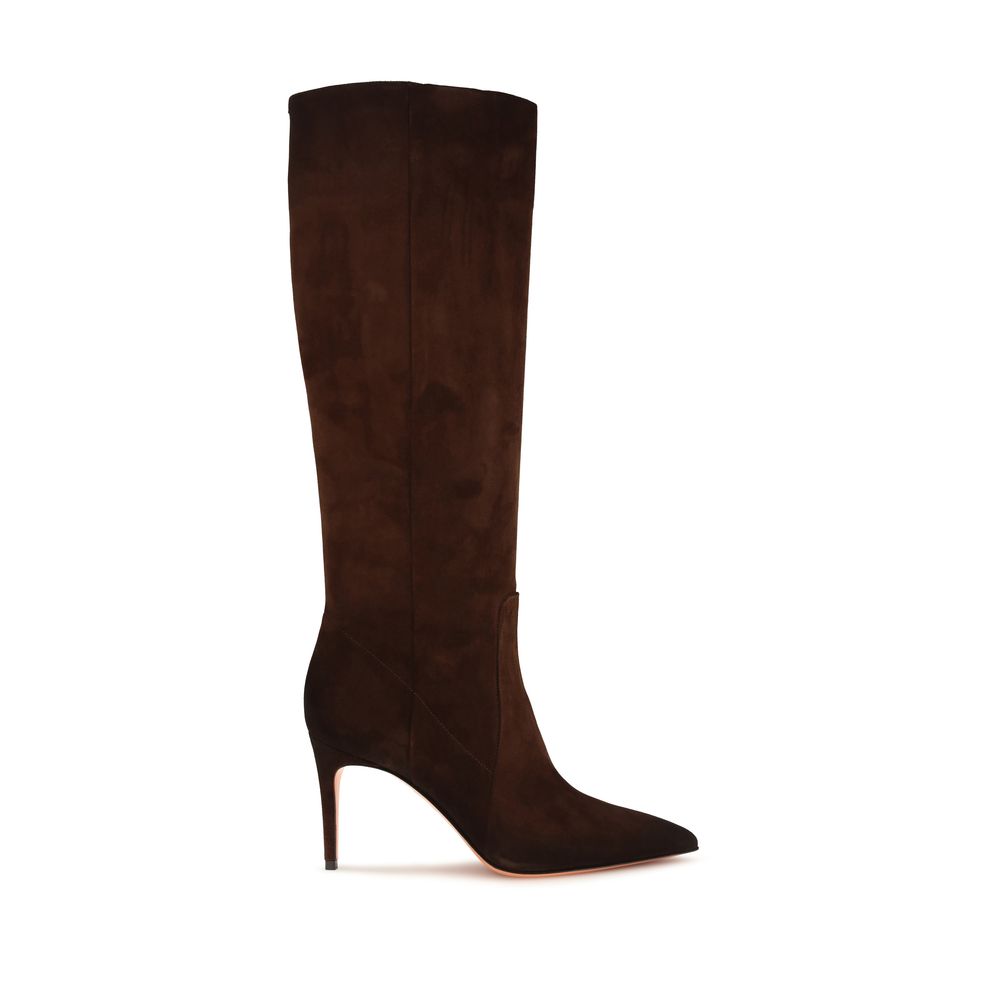 Santoni Brown Calf Leather Bos Taurus High Heel Boots
