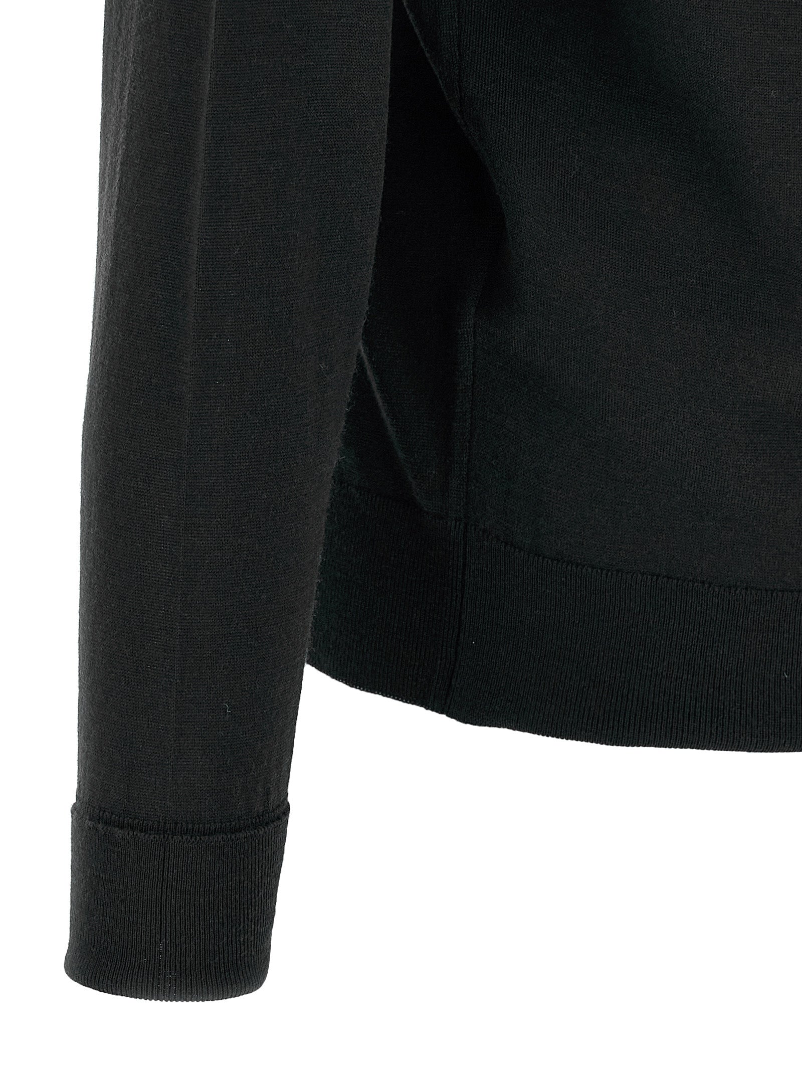 JOHN SMEDLEY Black Merino Wool Cardigan