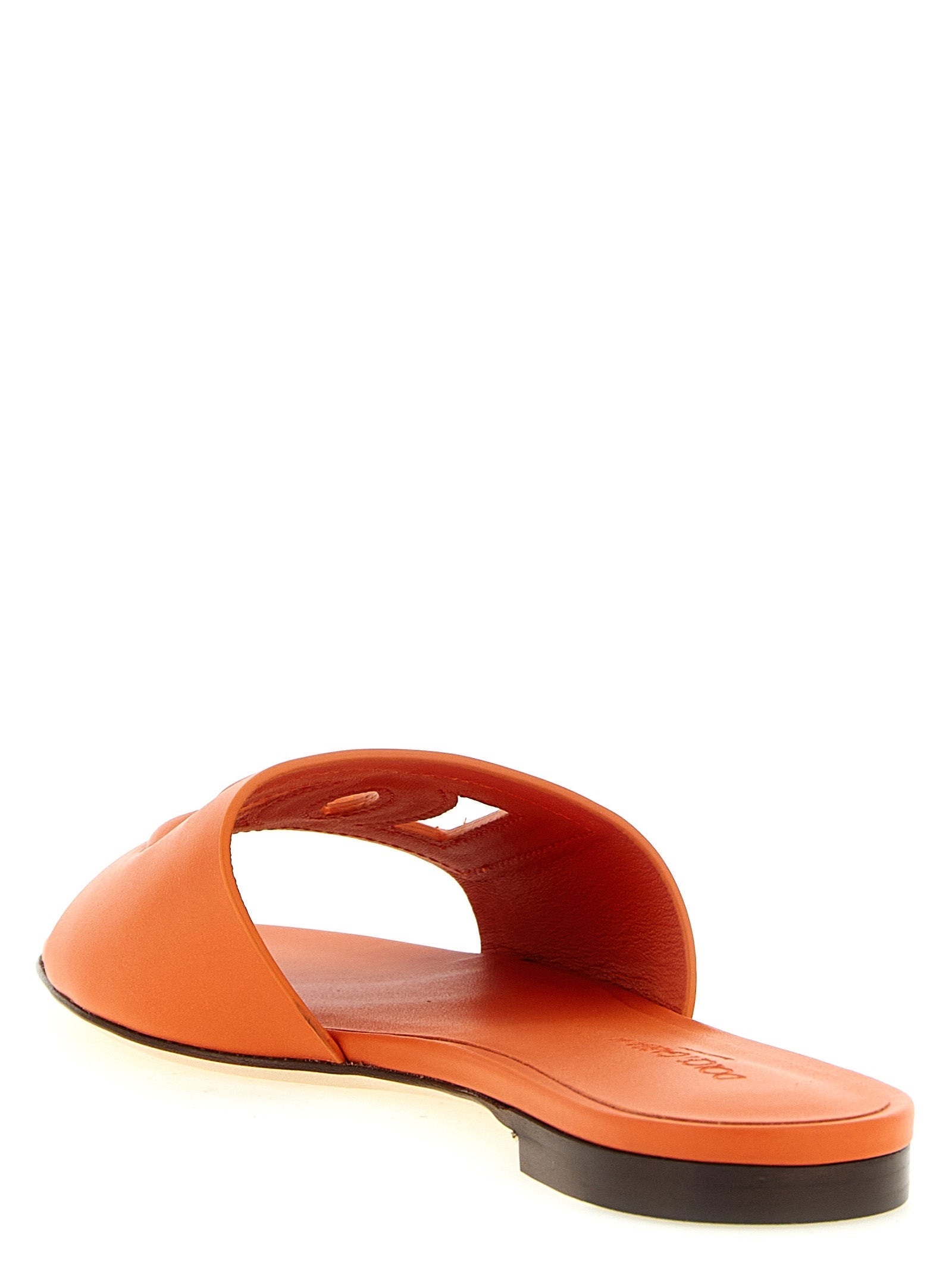 Dolce & Gabbana Orange Calfskin Slides Dolce & Gabbana