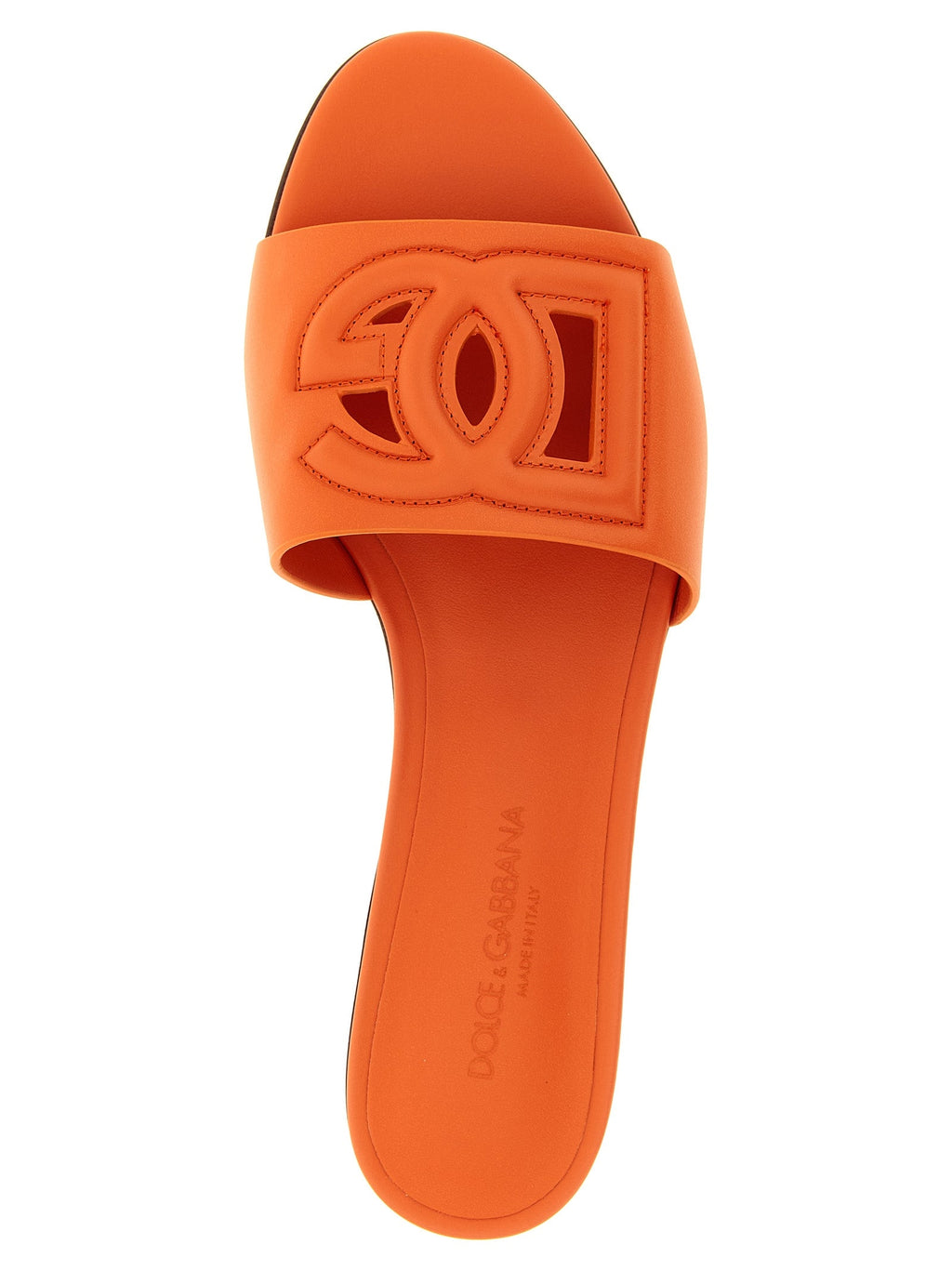 Dolce & Gabbana Orange Calfskin Slides Dolce & Gabbana