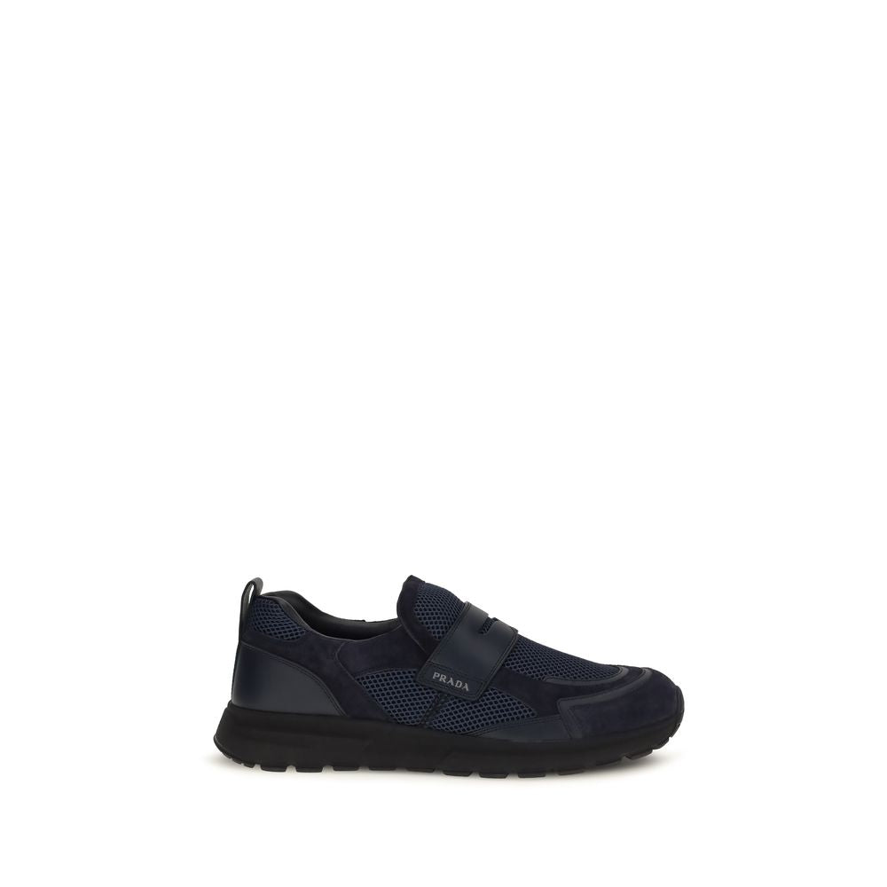 Prada Blue Calf Leather Bos Taurus Athletic Sneakers