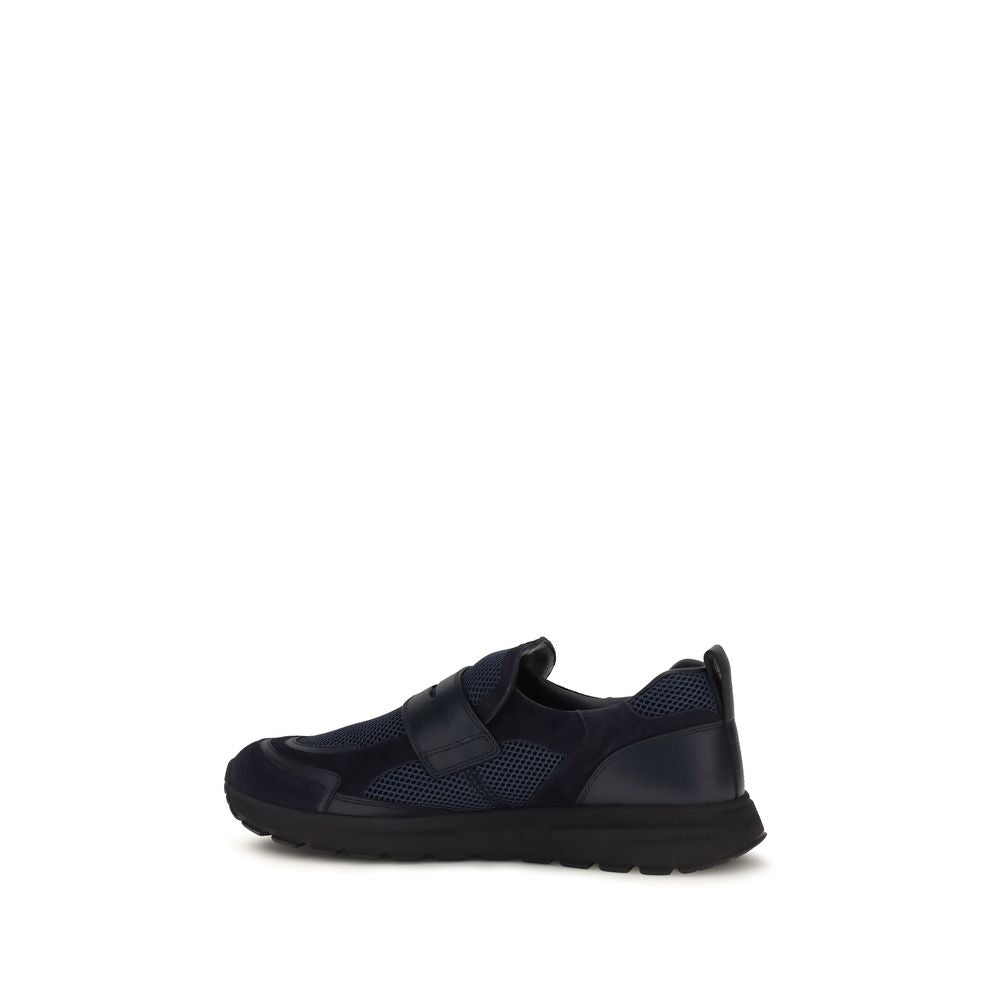Prada Blue Calf Leather Bos Taurus Athletic Sneakers