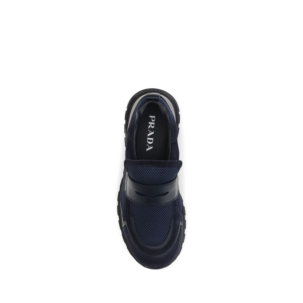 Prada Blue Calf Leather Bos Taurus Athletic Sneakers