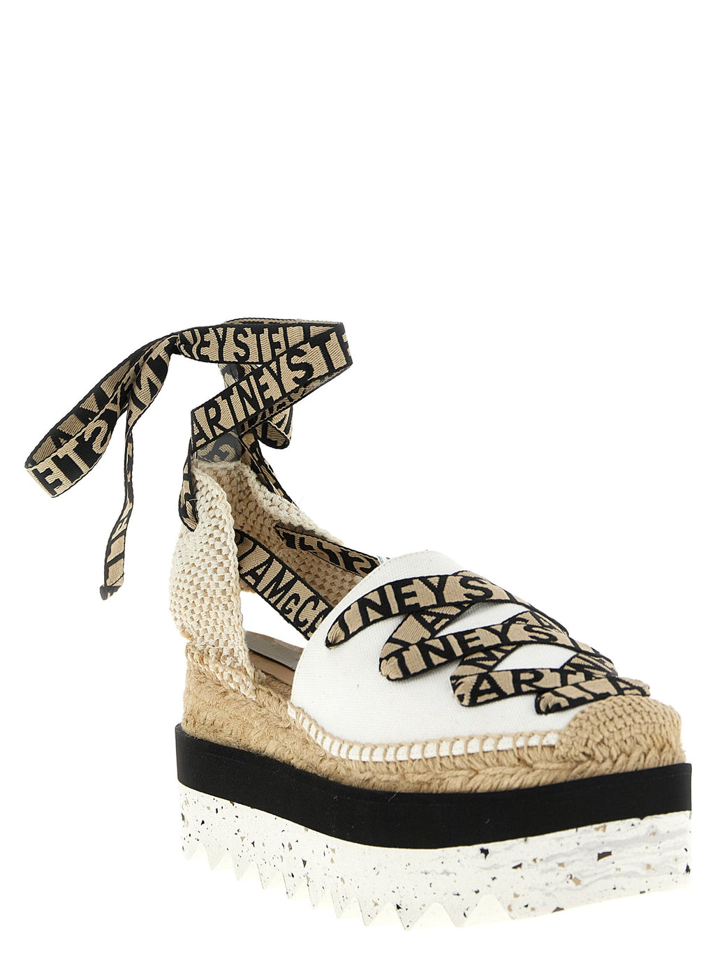 Stella McCartney Beige Cotton Wedge Sandals
