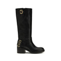 Chloé Black Calf Leather Bos Taurus Flat Boots