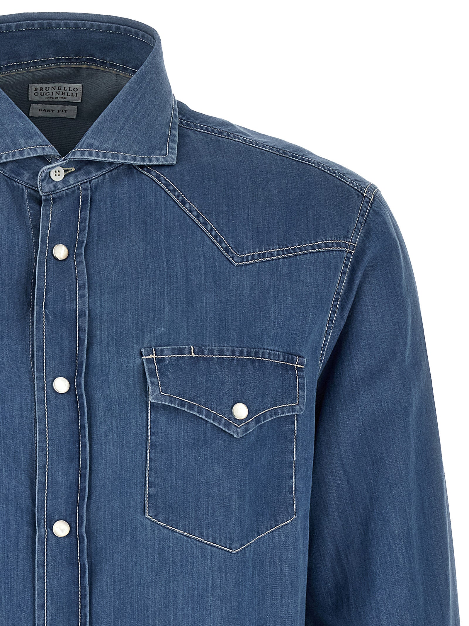 Brunello Cucinelli Blue Cotton Blouse