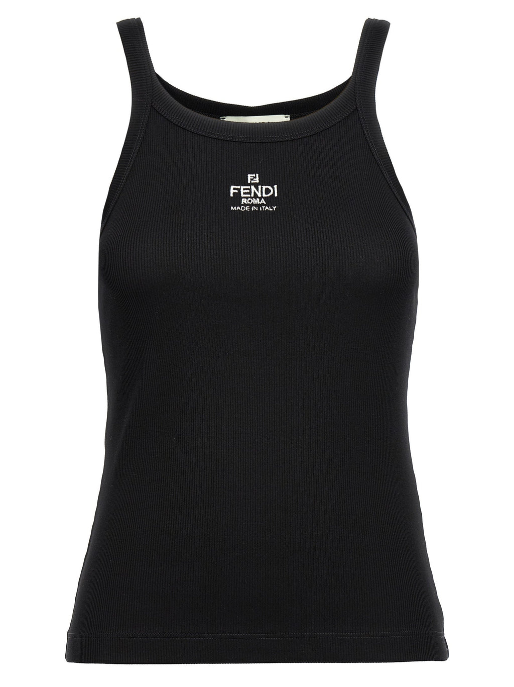Fendi Black Cotton Sleeveles T-Shirt