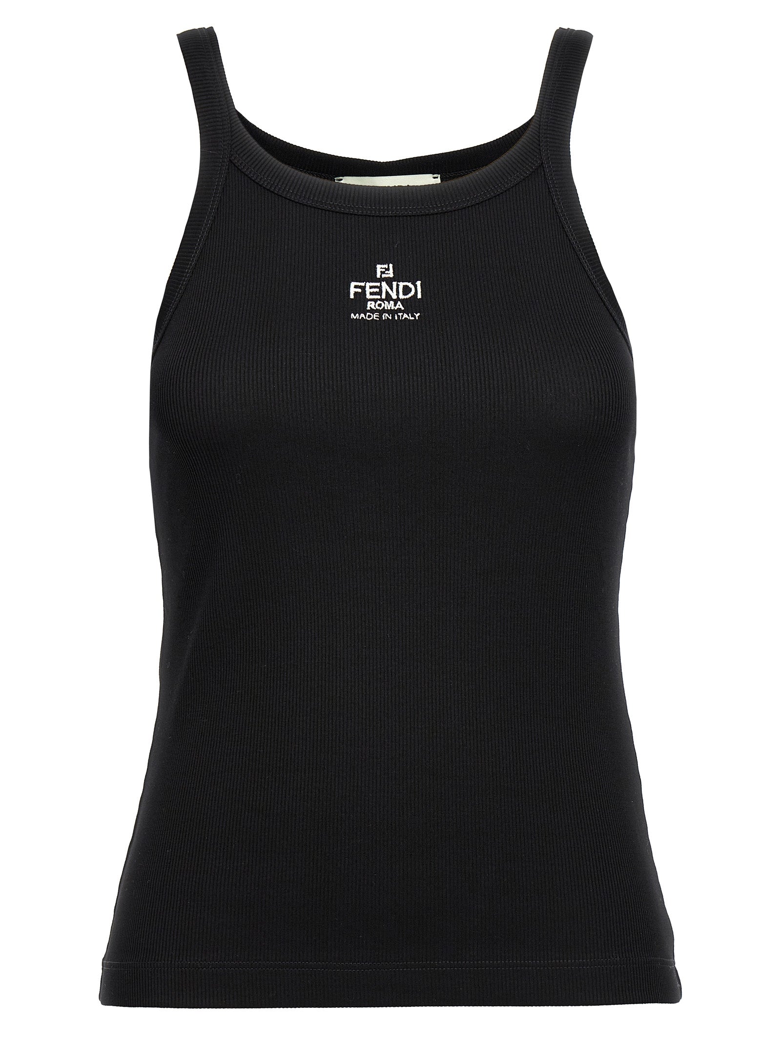 Fendi Black Cotton Sleeveles T-Shirt