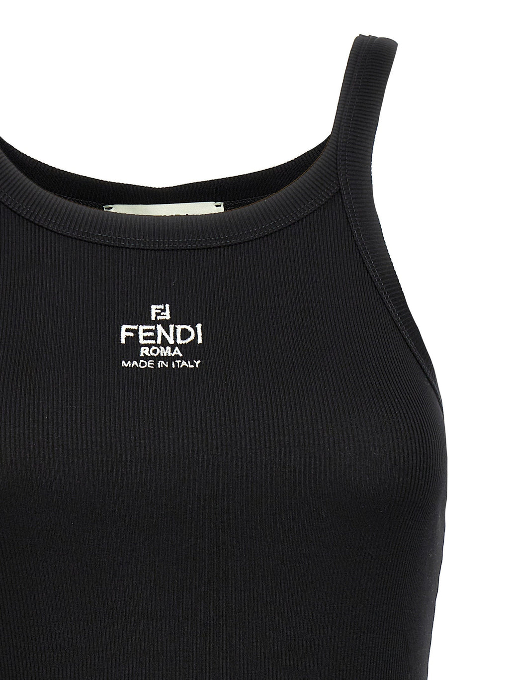 Fendi Black Cotton Sleeveles T-Shirt