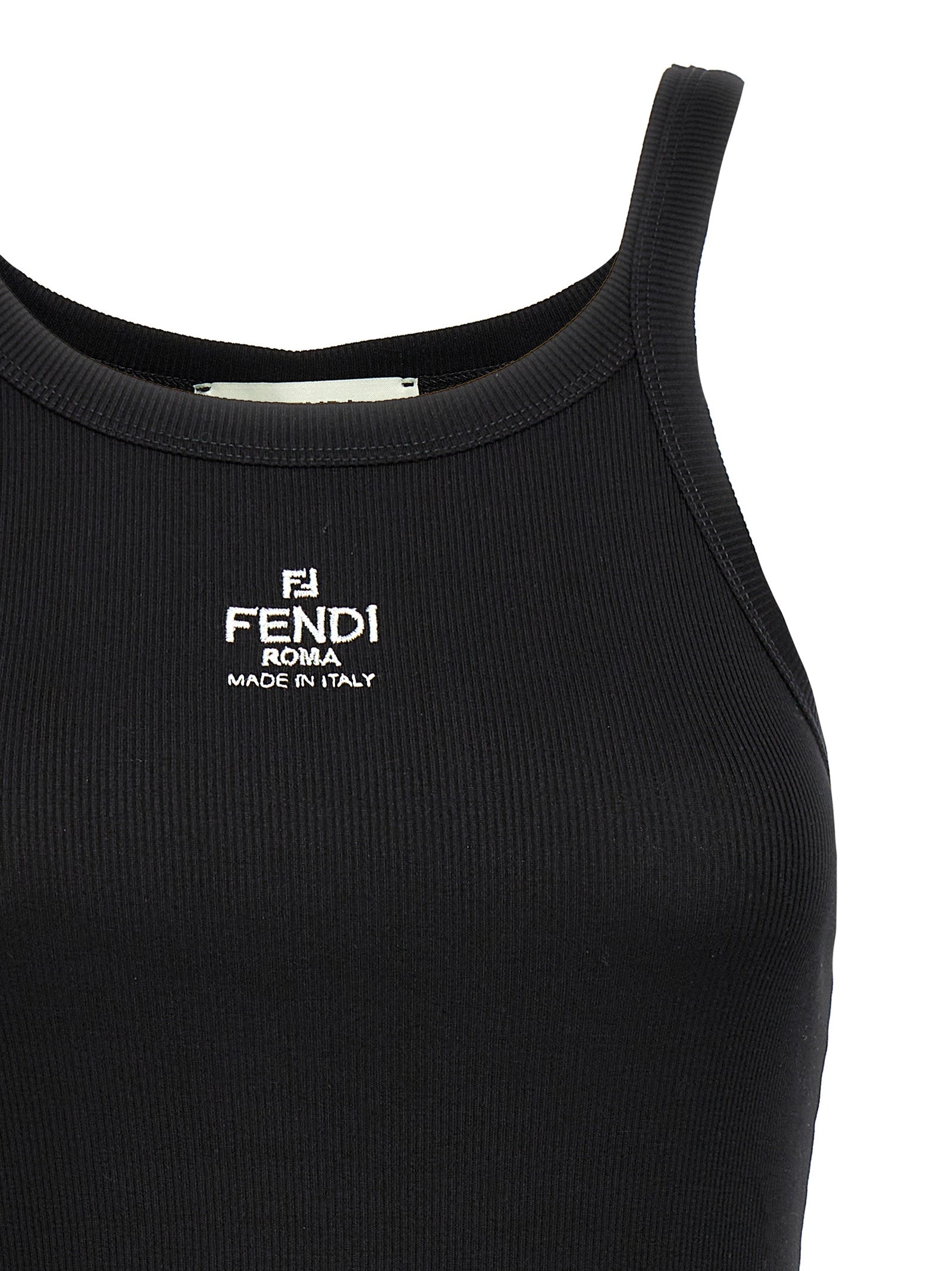 Fendi Black Cotton Sleeveles T-Shirt