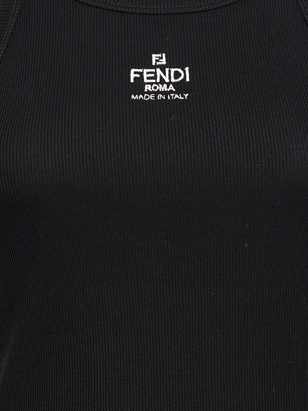 Fendi Black Cotton Sleeveles T-Shirt