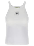Fendi White Cotton Sleeveles T-Shirt
