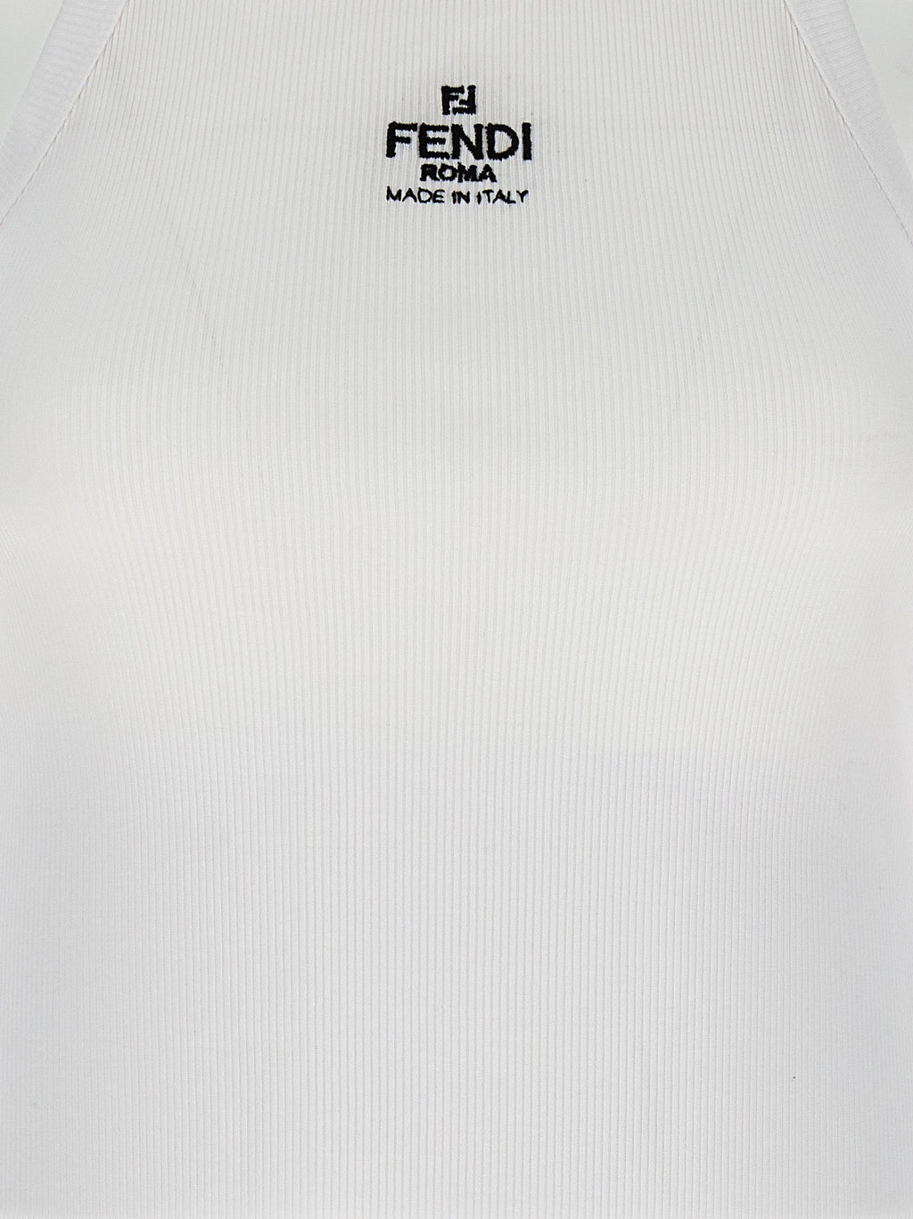 Fendi White Cotton Sleeveles T-Shirt