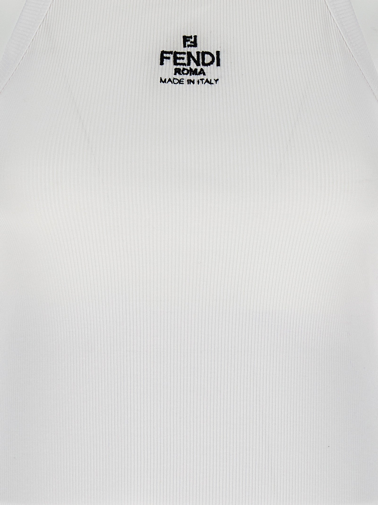 Fendi White Cotton Sleeveles T-Shirt